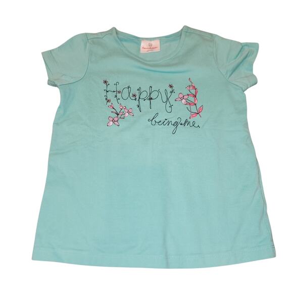 Hanna Andersson Other - Hanna Andersson "Happy Being Me" Tshirt Size 120 Sea Foam Green And Flowers